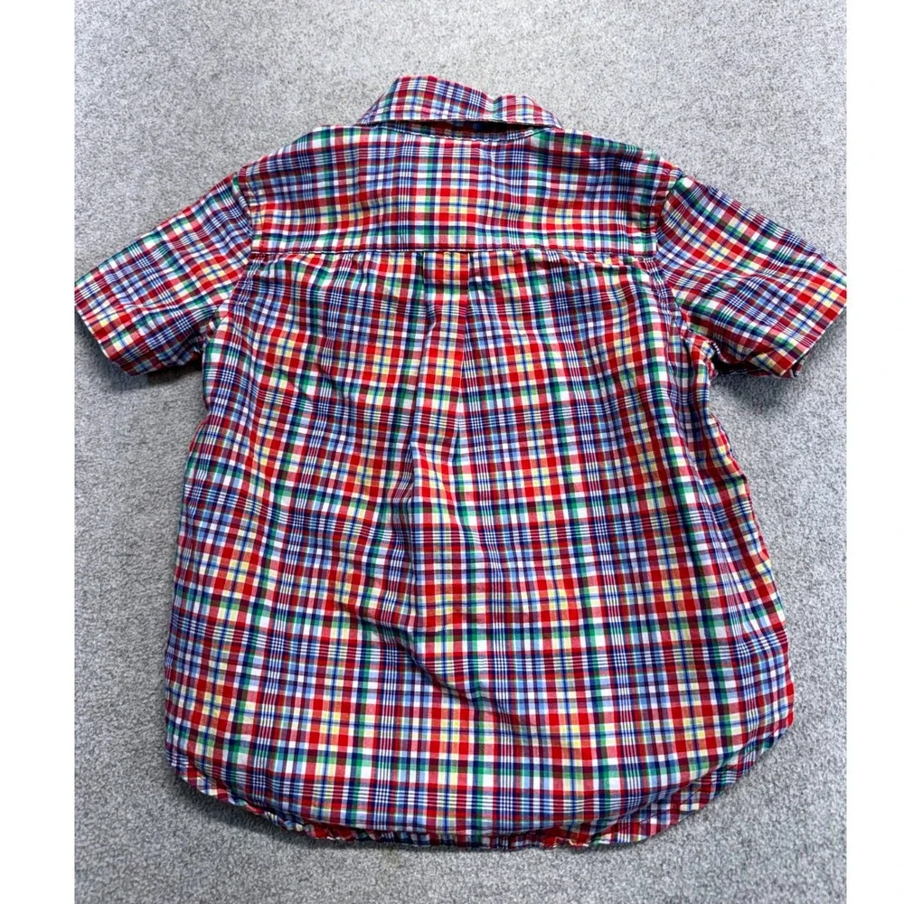 Ralph Lauren Baby Boy 18M Plaid Button Front Shirt Short Sleeve Pony Logo Cotton